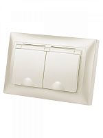 SQ1815-0860 Розетка двойная 2П+З 16А 250В IP44 с защ. шт. с крышкой перламутр "Лама" TDM