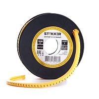 Кабель-маркер "1" для провода сеч. 4мм2 STEKKER CBMR25-1 , желтый, упаковка 1000 шт 39098 в г. Санкт-Петербург 