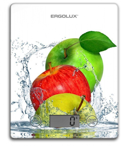 Весы кухонные ELX-SK02-С01 до 5кг 195х142мм бел. яблоки Ergolux 13602 в г. Санкт-Петербург 