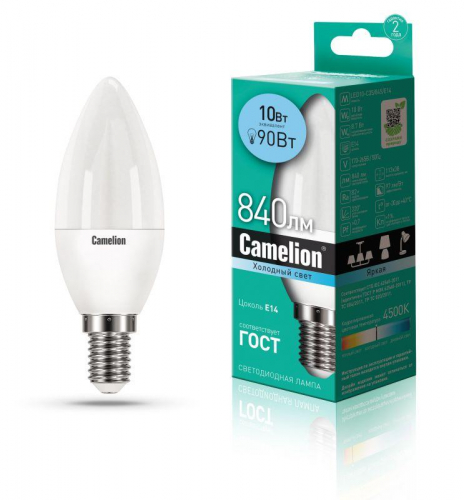 Лампа светодиодная LED10-C35/845/E14 10Вт 220В Camelion 13561 в г. Санкт-Петербург 