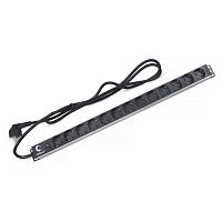 7294c Блок евророзеток для 19дюйм шкафов PDU-13P-F-2EU 13 розеток фильтр 16А без выключателя шнур 2м алюм. корпус немецкий стандарт Cabeus 