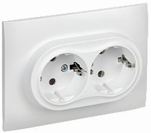 SK-R21-16-K01-F Розетка 2-м SKANDY 16А с заземл. без защ. шторок в сборе SK-R08W арктич. бел. IEK 