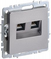BR-K20-2-K46 Розетка компьютерная двойн. СП RJ45 кат.6 BRITE РК11-2-БрС механизм сталь IEK 