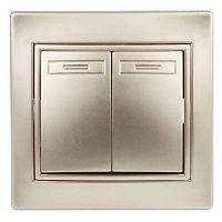 Б0053808 Переключатель 2-кл. СП Plano 1-107-04 10А 250В IP20 шампань Intro 
