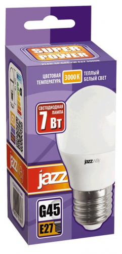 Лампа светодиодная PLED-SP 7Вт G45 шар 3000К тепл. бел. E27 540лм 230В JazzWay 1027863-2 в г. Санкт-Петербург  фото 2