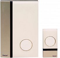 Звонок дверной беспроводной Feron W-628 Электрический 32 мелодии белый серебро с питанием от батареек 23626 в г. Санкт-Петербург 