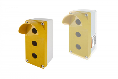 SQ0705-0013 Корпус КП103 c козырьком для кнопок 3 места IP66 ABS желтый TDM