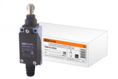 SQ0732-0029 Концевой выключатель ВККН-2102М11-У2 роликовый толкатель 5А 1з+1р  IP65 TDM