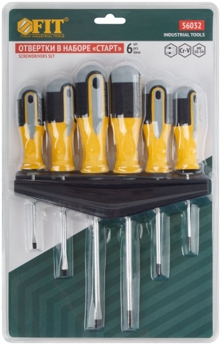 Отвертки "Старт", CrV сталь, прорезиненные ручки, магнитный наконечник, на держателе, набор 6 шт. в г. Санкт-Петербург  фото 2