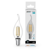 42120 Лампа светодиодная филаментная Filament Elementary 10Вт свеча на ветру 4100К Е14 670лм GAUSS 