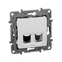 672252 Розетка компьютерная + телефонная 2-м СП Etika RJ45 + RJ11 кат.5E UTP механизм бел. IEK 