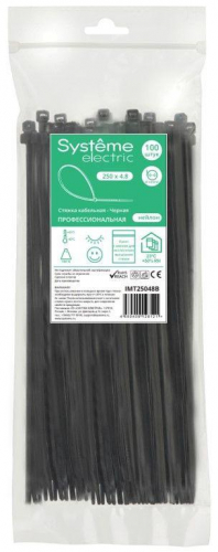 IMT25048B Стяжка кабельная 250х4.8 черн. (уп.100шт) SE 