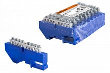 SQ0801-0327 Шина "N" нулевая с изолятором на DIN-рейку 6х9мм стойка бол. 8 групп никелированная TDM