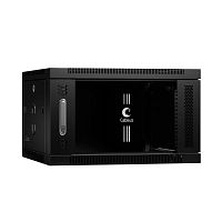 8608c Шкаф телекоммуникационный настенный SH-05F-6U60/35-BK 19дюйм 6U 600х350х368мм дверь стекло черн. (RAL 9004) Cabeus 