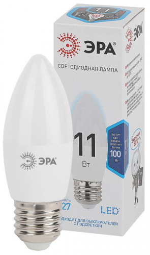 Лампа светодиодная B35-11w-840-E27 свеча 880лм ЭРА Б0032983 в г. Санкт-Петербург 