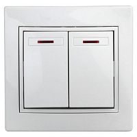 Б0038826 Выключатель 2-кл. СП Plano 10А IP20 1Э-105-01 250В с подсветкой бел. Intro 