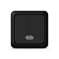 2214 Выключатель 2-кл. ОП Олимп 10А IP20 с подсветкой черн. Universal 