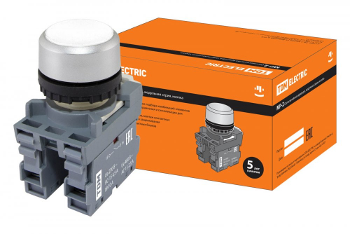 SQ0747-0011 Кнопка с фиксацией MP2-20W в сборе d22мм 1з+1р белая TDM