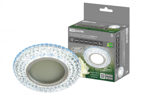 SQ0359-0141 Светильник встраиваемый СВ 03-12 MR16 50Вт G5.3 LED подсветка 3 Вт зеркальный/хром TDM