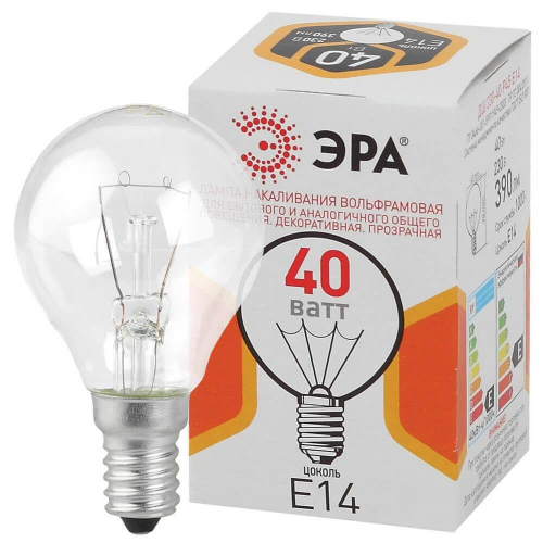 Лампа накаливания ЭРА E14 40W прозрачная ДШ 40-230-E14-CL Б0039136 в г. Санкт-Петербург  фото 2