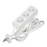 2370 Удлинитель 3х1.5м без заземл. 10А IP20 2.2кВт ПВС 2х0.75 бел. DOMTOK 