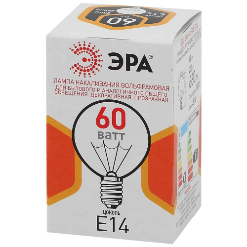 Лампа накаливания ЭРА E14 60W прозрачная ДШ 60-230-E14-CL Б0039138 в г. Санкт-Петербург  фото 3