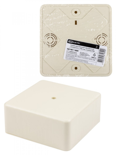 SQ1401-1809 Коробка распаячная КР 100х100х44 ОП, сл. кость, IP40, инд. штрихкод TDM