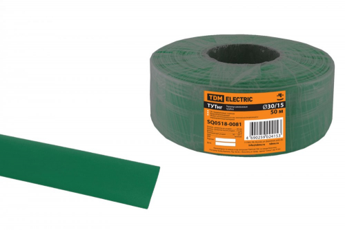 SQ0518-0081 Термоусаживаемая трубка ТУТнг 30/15 зеленая (50 м/ролл) TDM