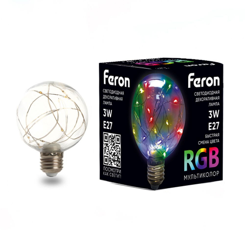 Лампа светодиодная Feron LB-381 E27 3W 230V RGB 41676 в г. Санкт-Петербург 