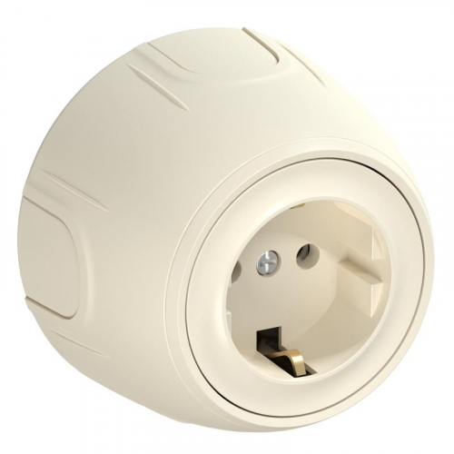 7700872 Розетка Rotondo с заземл. винтов. контакты беж. OneKeyElectro 
