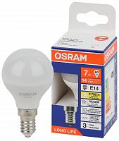 Лампа светодиодная LED 7Вт Е14 2700К 600Лм шар 220В (замена 60Вт) OSRAM в г. Санкт-Петербург 