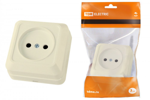 SQ1801-0210 Розетка 2П открытой установки IP20 10А 250В (керамика) сл. кость "Ладога" TDM