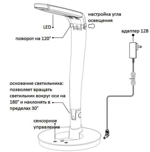Настольный светодиодный светильник Feron DE1705 4,8W, розовый 24182 в г. Санкт-Петербург  фото 4