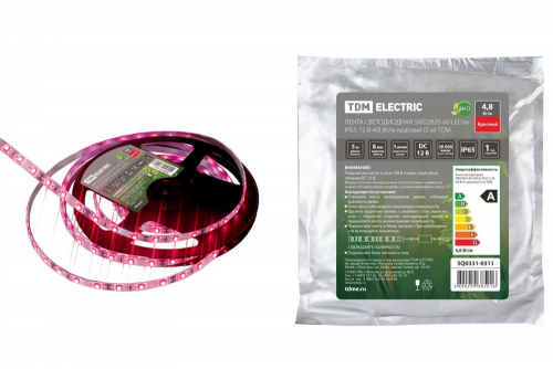 SQ0331-0311 Лента светодиодная SMD2835-60 LED/м-IP65-12 В-4.8 Вт/м-красный (5 м) TDM