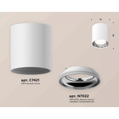 Комплект накладного светильника Ambrella light Techno Spot XS7421011 SWH/PSL белый песок/серебро полированное (C7421, N7022) в г. Санкт-Петербург  фото 2