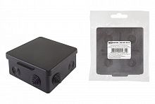 SQ1401-0913 Распаячная коробка ОП 100х100х55мм, крышка, IP54, 8вх., черная, инд. штрихкод TDM