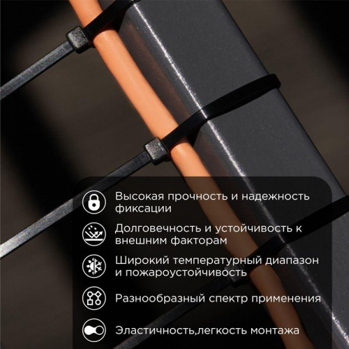 Хомут кабельный 600х7.6 нейл. черн. (уп.100шт) Rexant 07-0601-9 в г. Санкт-Петербург  фото 2
