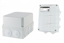 SQ1401-1245 Распаячная коробка ОП 190х140х120мм, крышка, IP44, 10 гермовводов, инд. штрихкод, TDM