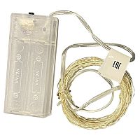 Гирлянда LED на батарейках ULD-S0500-050/SCB/2AA WHITE IP20 DEW 2AA (не в/к) "Роса" 5м 50 диодов бел. свет провод медн. Uniel UL-00007184
