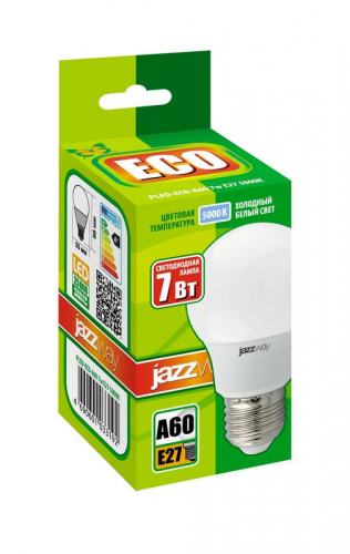 Лампа светодиодная PLED-ECO 7Вт A60 грушевидная 5000К холод. бел. E27 570лм 230В JazzWay 1033192 в г. Санкт-Петербург  фото 2