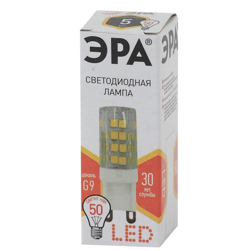 Лампа светодиодная ЭРА G9 5W 2700K прозрачная LED JCD-5W-CER-827-G9 Б0027863 в г. Санкт-Петербург  фото 3
