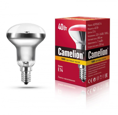 8977 Лампа накаливания MIC R50 40Вт E14 Camelion 