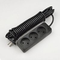 UL-00003605 Удлинитель 3х5м без заземл. Standart S-CD3-5 Black черн. Uniel 