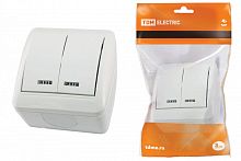 SQ1818-0004 Выключатель 2-кл. открытой установки с подсветкой IP44 10А белый "Селигер" TDM