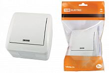 SQ1818-0003 Выключатель 1-кл. открытой установки с подсветкой IP44 10А белый "Селигер" TDM