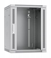 10764c Шкаф телекоммуникационный настенный разобранный SH-05F-15U60/45-R 19дюйм 15U 600х450х769мм дверь стекло сер. (RAL 7035) Cabeus 