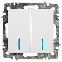 Б0063505 Выключатель 2-кл. СП Accent 6-105-01 10А IP20 250В с подсветкой AL/CU бел. Intro 
