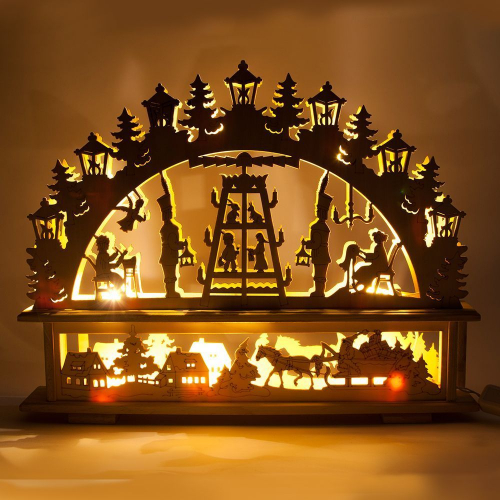 Деревянная световая фигура, 10 ламп С6, цвет свечения: теплый белый,  45*6*35 см, шнур 1,5 м , IP20, LT089 26837 в г. Санкт-Петербург  фото 2