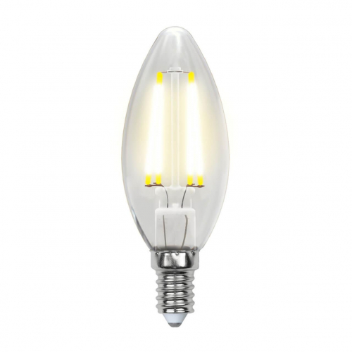 Лампа светодиодная филаментная Uniel E14 5W 3000K прозрачная LED-C35-5W/WW/E14/CL/MB GLM10TR UL-00002367 в г. Санкт-Петербург 