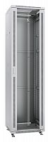 7862c Шкаф монтажный телекоммуникационный напольный SH-05C-47U60/60 19дюйм для распред. и серверн. оборудования 47U 600х600х2277мм передн. стеклян. и задн. сплошн. метал. двери ручка с замком сер. (RAL 7035) Cabeus 